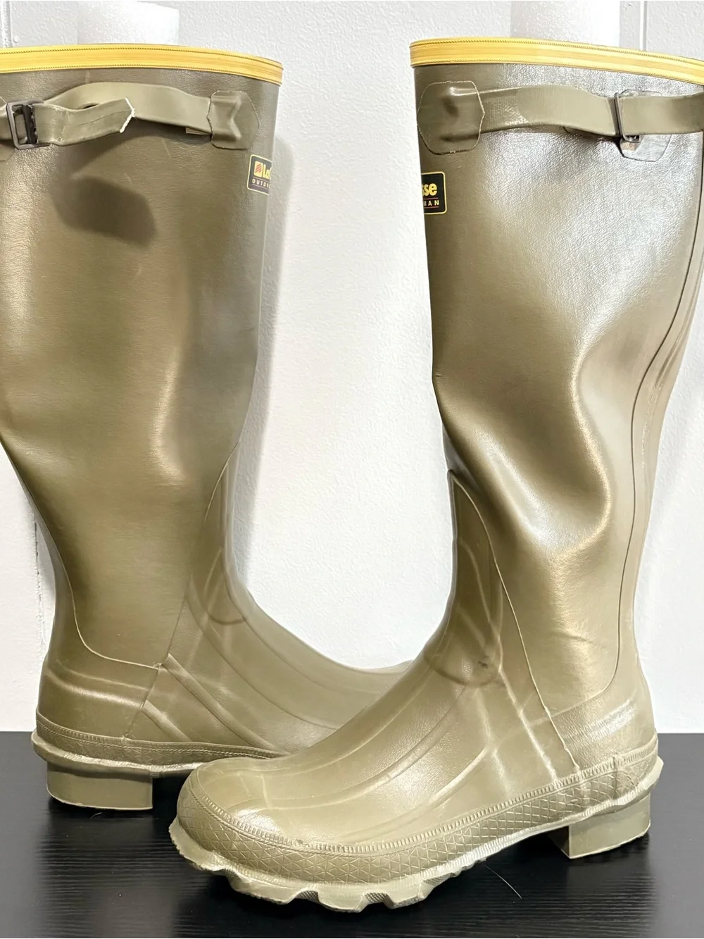 Vintage LaCrosse Outdoorsman Rubber Boots Mens 7 Green Hunting Fishing USA